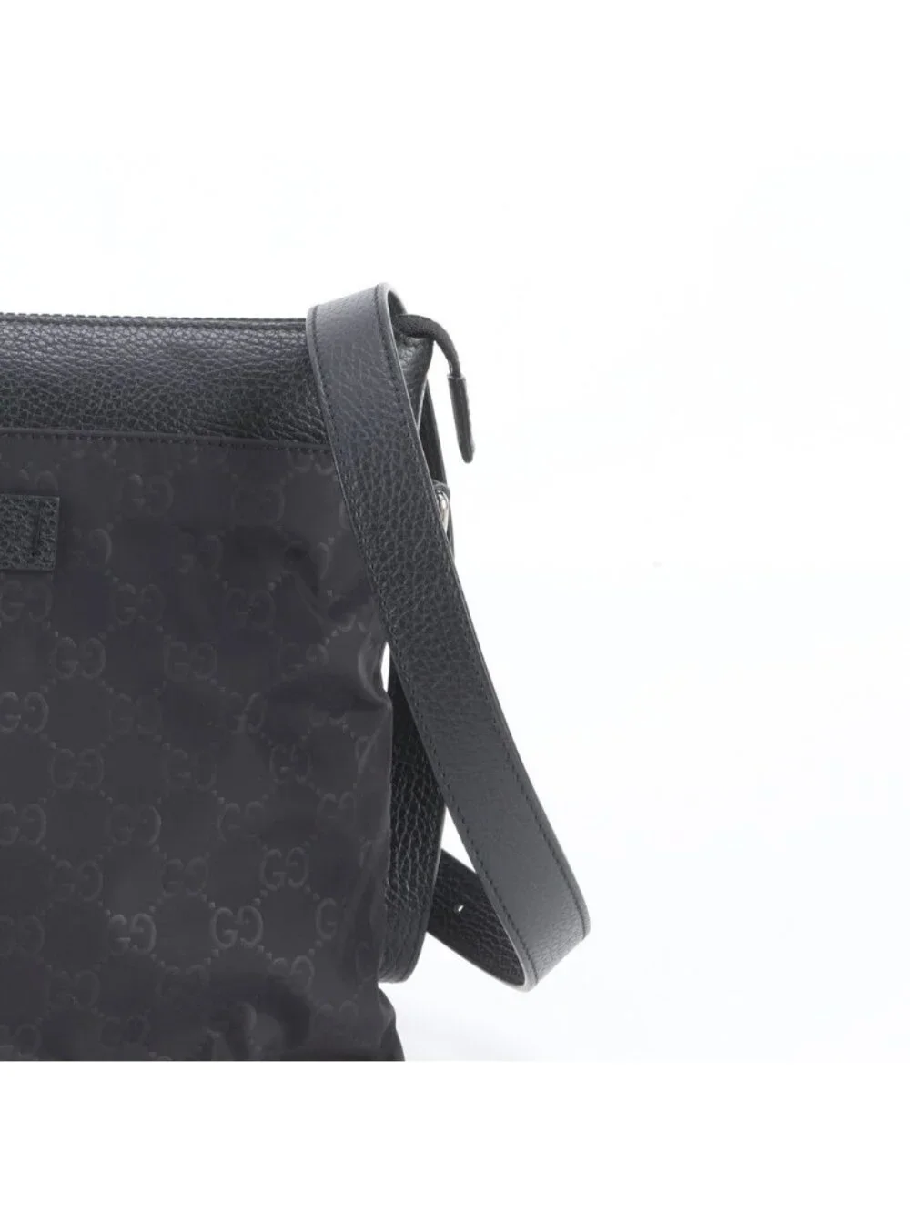 Gucci GG Nylon Leather Shoulder Bag Messenger Business Black
